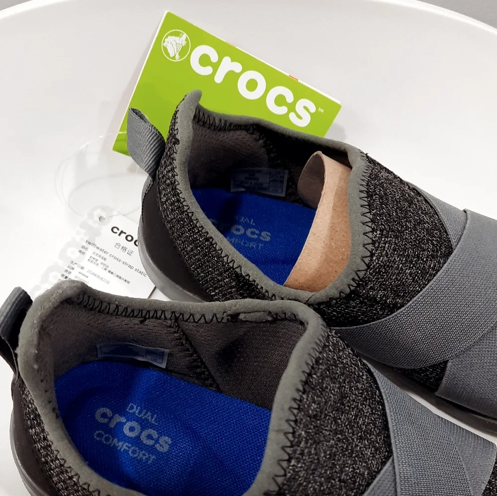 Crocs Swiftwater Cross Straps Pull-on Black Gray color #6